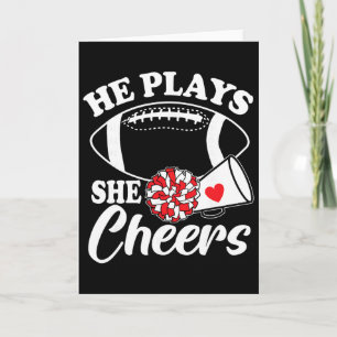 He Plays She Cheers Football Son Cheerleader Daugh Card
