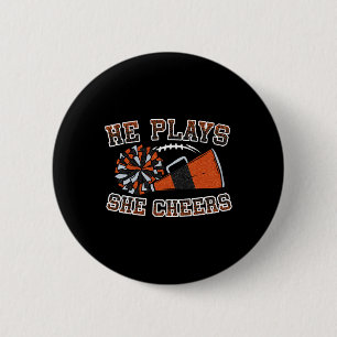 He Plays She Cheers Loud Proud Football And Cheer 6 Cm Round Badge
