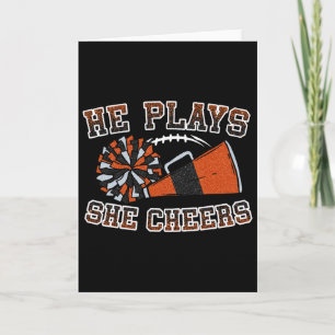 He Plays She Cheers Loud Proud Football And Cheer Card