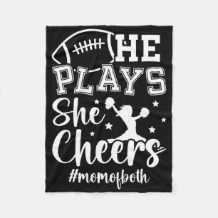 He Plays She Cheers Mum Of Both Cheer And Football Fleece Blanket