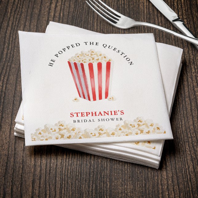 He Popped the Question Bridal Shower Popcorn Napkin (He Popped the Question Bridal Shower Popcorn Napkins
)
