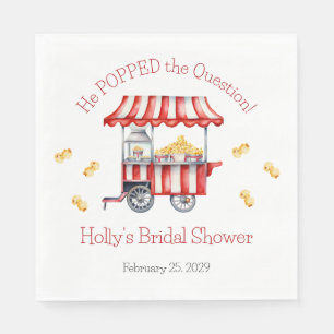 He Popped the Question! Popcorn Bridal Shower Napkin