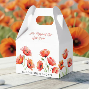 He Popped the Question Poppy Flower Bridal Shower Favour Box