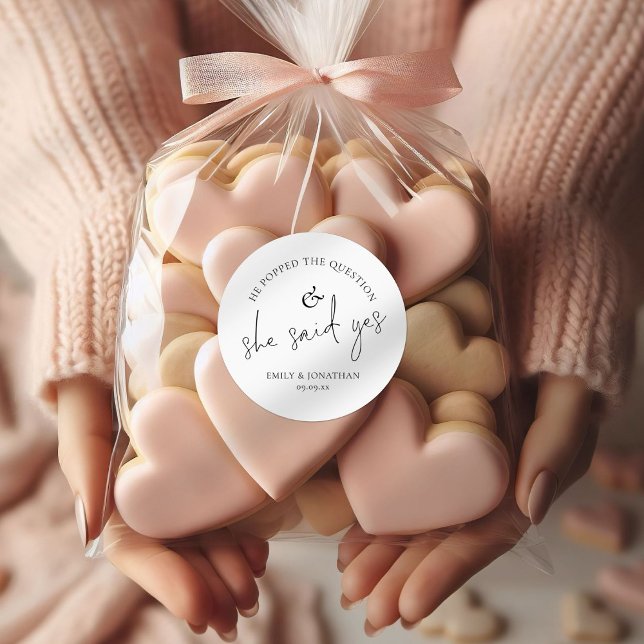 He Popped The Question She Said Yes Classic Round Sticker (Creator Uploaded)