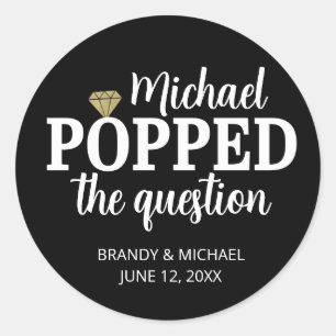 He Popped The Question Sticker   Black