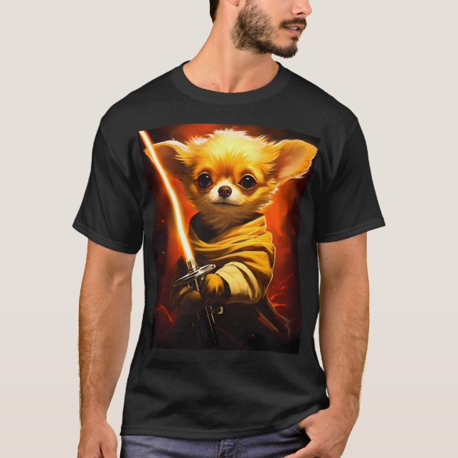 "He Protecc" Space Chihuahua T-Shirt (Front)