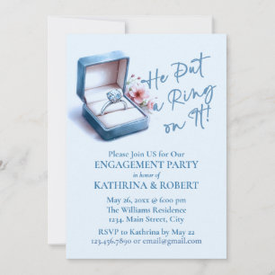 He Put a Ring on It! Blue Engagement Party Invitation