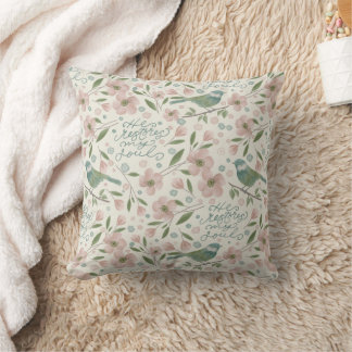 He Restores My Soul Botanical Spring Pattern Cushion