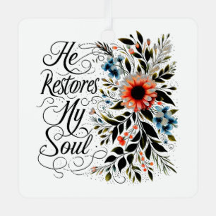 He restores my soul floral metal tree decoration