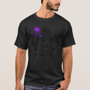 He Restores My Soul Psalm 23 Bible Verse Cross T-Shirt