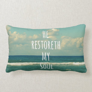He restoreth my Soul Bible Verse Scripture Lumbar Cushion