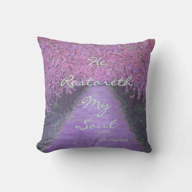 He Restoreth My Soul Throw Pillow (Front)