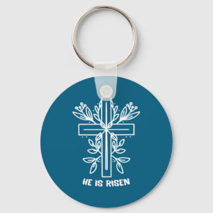 He Risen Cross Jesus Religious Bible Verse Key Ring