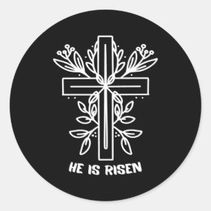 He Risen Cross Jesus Religious Classic Round Sticker