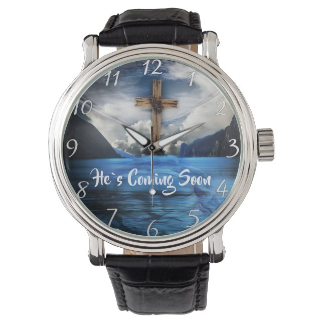 HE`S COMING SOON Jesus in the rippling water Watch (Front)