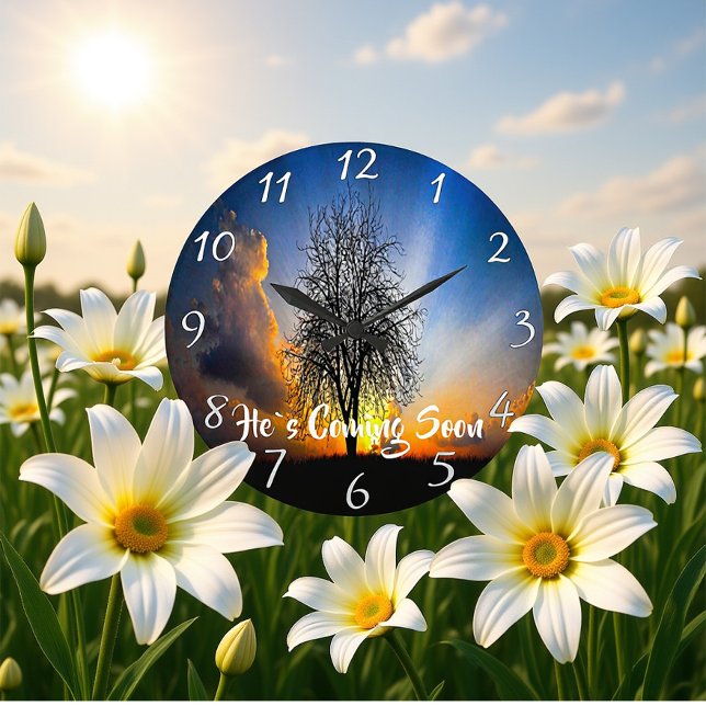 HE`S COMING SOON old tree   Large Clock (Creator Uploaded)
