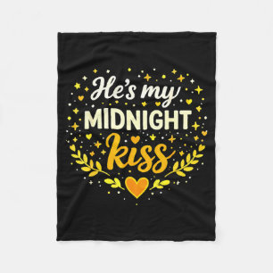 He’s My Midnight Kiss Romantic Love Quote Typograp Fleece Blanket