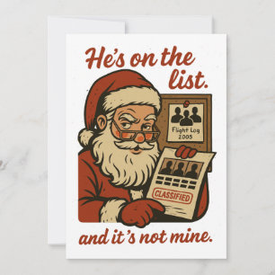 He’s On The List Funny Christmas Holiday Card