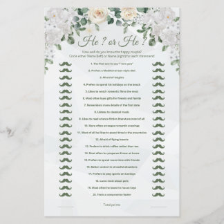 He Said, He Said Cute Wedding Game Printable