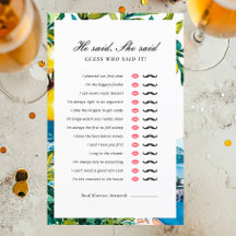 He Said She Said Amalfi Bridal Shower Game