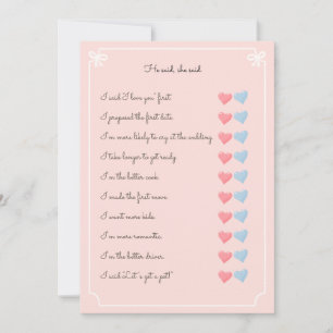 He said she said bachelorette party game invitation