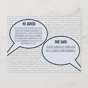 He Said, She Said Binary Code Save the Date Postca Announcement Postcard