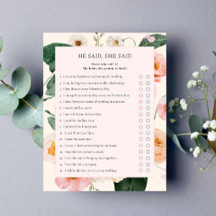 He Said She Said Blush Floral Bridal Shower