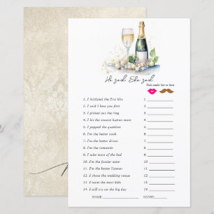 "He Said, She Said" Bridal Shower Game