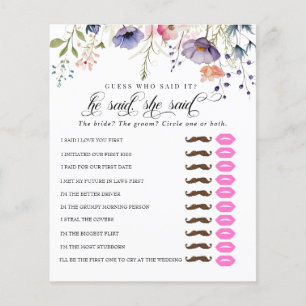 He Said She Said   Bridal Shower Game 