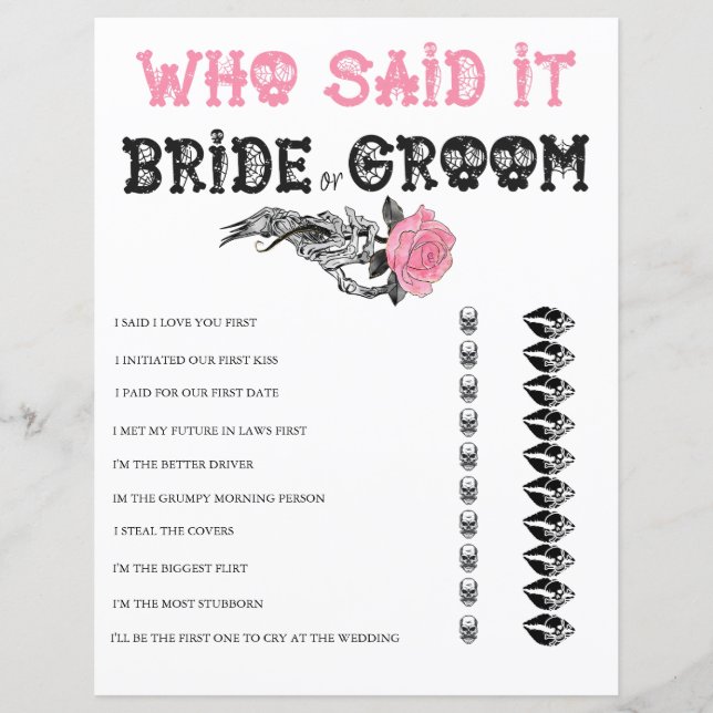 He Said She Said | Bridal Shower Game (Front)