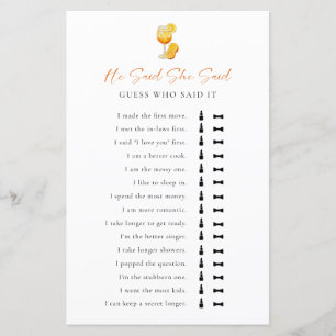 He Said She Said Bridal Shower Game Aperol Spritz