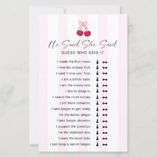 He Said She Said Bridal Shower Game Coquette
