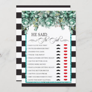 He Said/She Said Bridal Shower Game Invitation