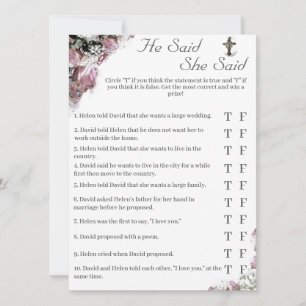 He Said, She Said Catholic Bridal Shower Game