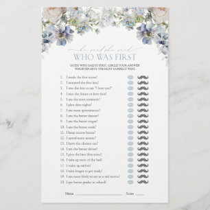 He Said She Said Dusty Blue Floral Shower Game