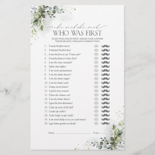 He Said She Said Dusty Blue Greenery Shower Game