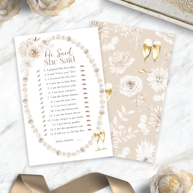 He Said She Said Game (Pearls and Prosecco He Said She Said Game
)