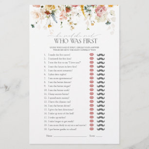 He Said She Said Garden Flowers Bridal Shower Game