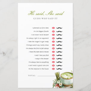 He Said She Said Matcha Bridal Shower Game