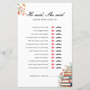 He Said She Said New Chapter Bridal Shower Game