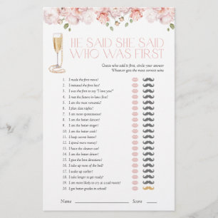 He Said She Said Petals & Pearls Pink Shower Game