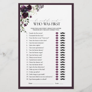 He Said She Said Purple Floral Bridal Shower Game