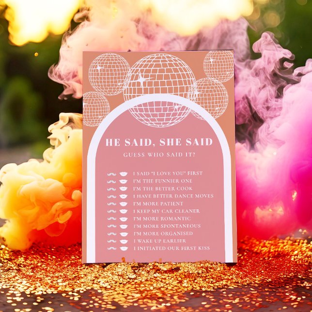 He Said She said Retro Disco Pink Orange game card (Creator Uploaded)
