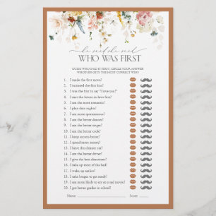 He Said She Said Rustic Floral Bridal Shower Game