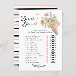 He said She said Scooped Up Bridal Shower game Invitation