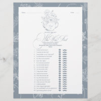 He Said She Said Vintage Blue Bridal Tea Game