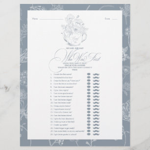 He Said She Said Vintage Blue Bridal Tea Game