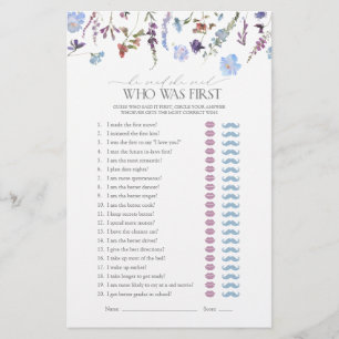 He Said She Said Wildflower Bridal Shower Game