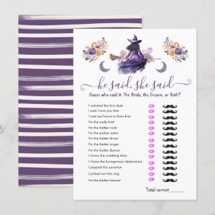 He Said, She Said Witch hitch Bridal Shower game Invitation