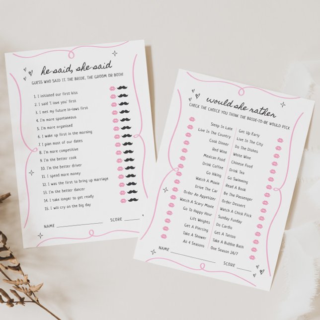 He said she said & Would she rather game card (Creator Uploaded)